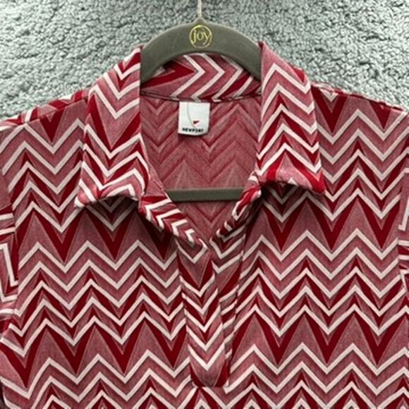 Newport Women's Red Chevron Pattern 3/4 Sleeves‎ Groovy Shirt Casual Weekend - Picture 2 of 7